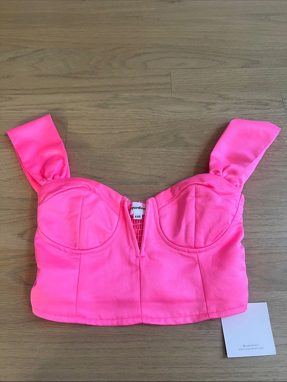 superdown Neon Hot Pink Bustier Crop Top